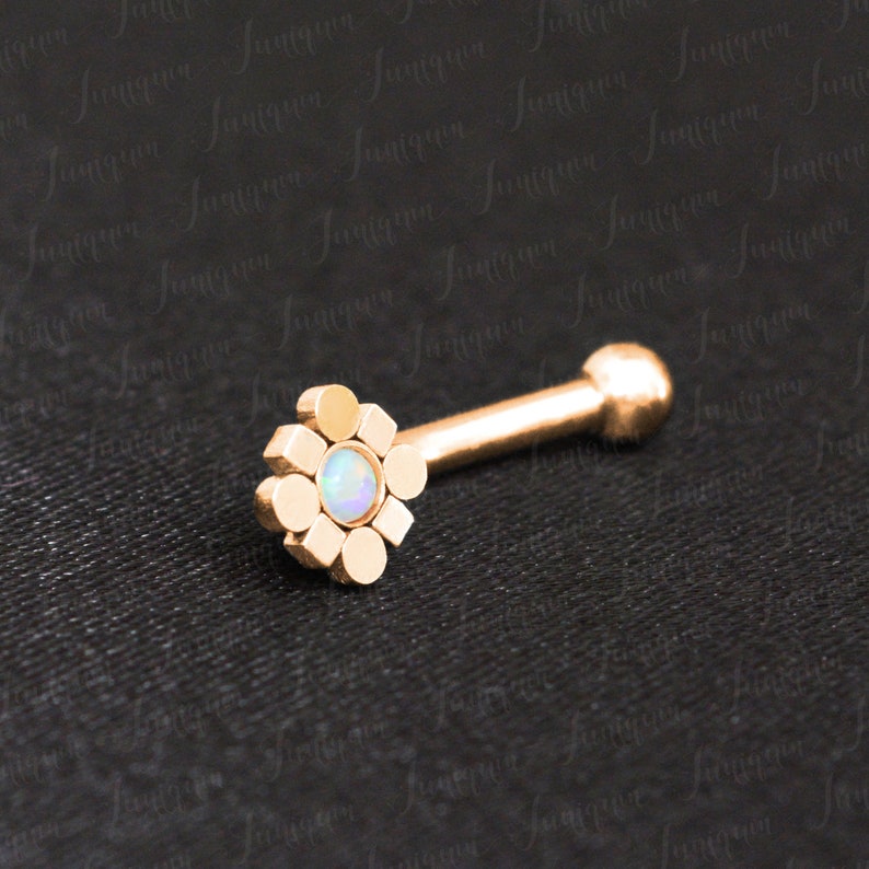 Eyebrow ring. Surgical steel eyebrow barbell Curved barbell opal Barbell piercing Rook jewelry gold Rook barbell Rook earring