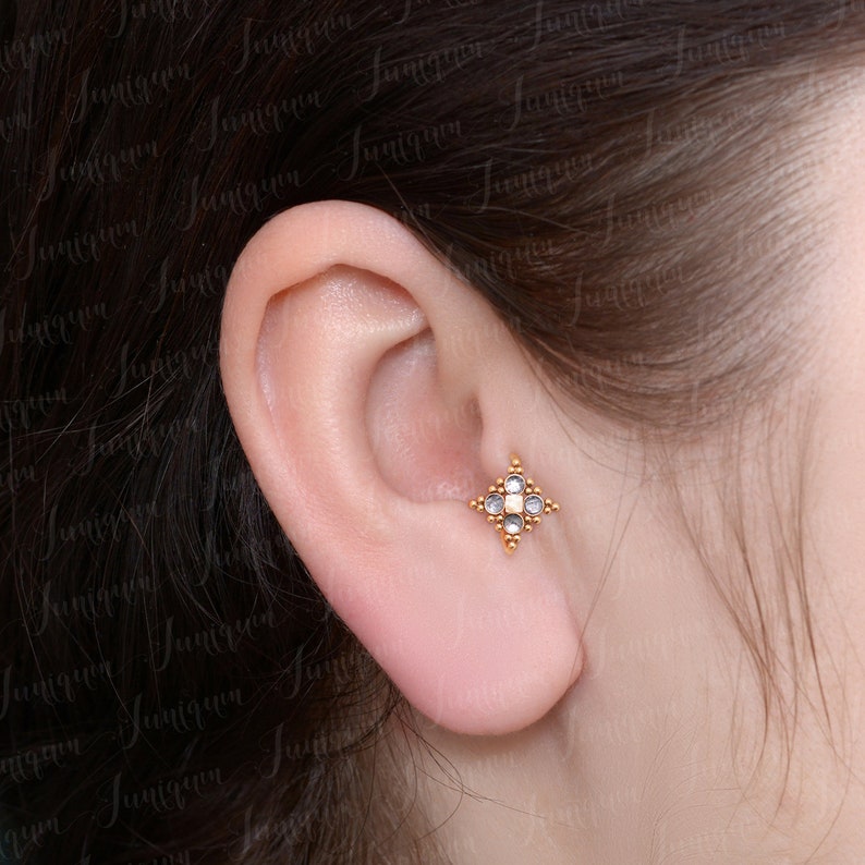 Forward Helix Piercing. Tragus Earring Gold. Rook Hoop. | Etsy