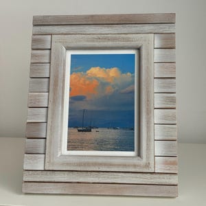 Biglietto d'auguri fatto a mano con tramonto, biglietto con messaggio, biglietto fotografico vuoto, immagine della spiaggia di Corfù, Grecia al tramonto, carta da lettere al tramonto