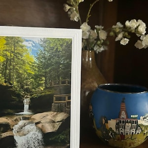 Tarjeta de felicitación con fotografía de naturaleza hecha a mano, fotografía de cascadas, tarjetas de rutas de senderismo, tarjetas con paisajes hermosos, papelería de naturaleza