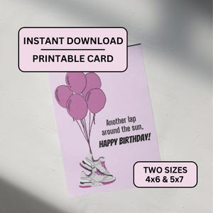 Runner Birthday Card, Another Lap Around the Sun, Digital Download, Funny Running Shoes Printable, Birthday for Runners & Joggers