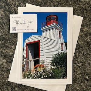 Handmade Lighthouse Greeting Card, Custom Message Photo Card, Landscape Image Stationary