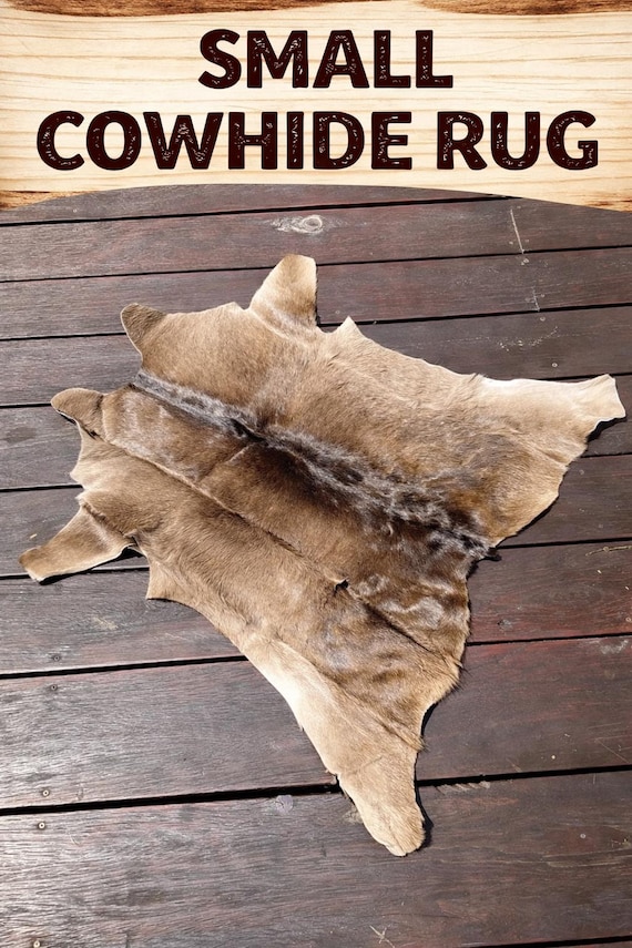 Small Cowhide Rug – Real Leather Calf Hide – Bedroom Accent Rug – Western Farmhouse Decor – Mini Cow Skin Rug – Unique Natural Hide