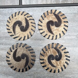 Luxurious Cowhide Coaster Set - Stylish and Functional Drink Coasters
