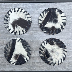 Luxurious Cowhide Coaster Set - Stylish and Functional Drink Coasters