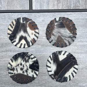 Luxurious Cowhide Coaster Set - Stylish and Functional Drink Coasters