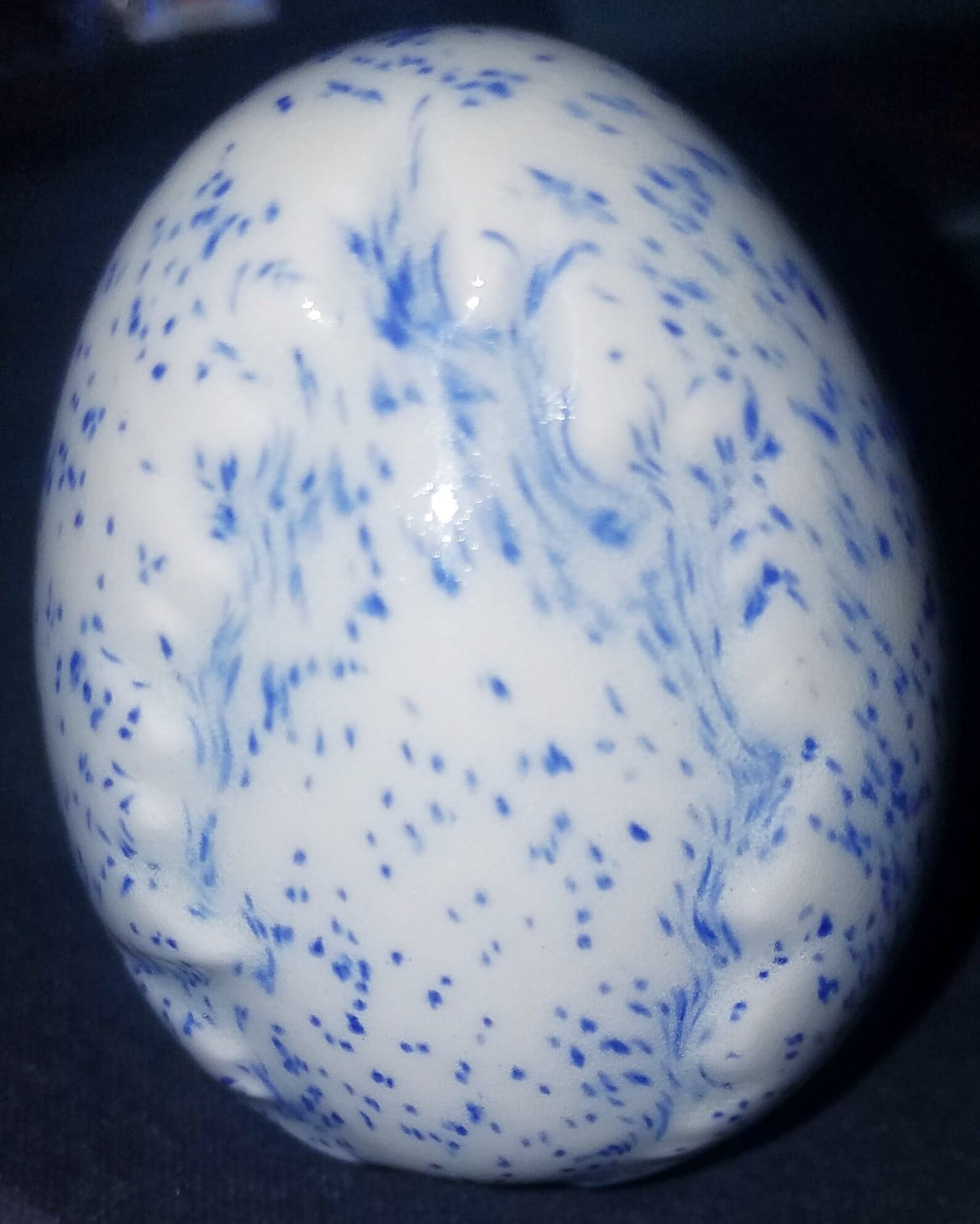 Vintage Ceramic Egg White Blue Specks Etsy