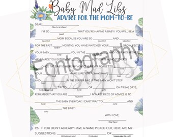 Baby Shower Mad Libs, Printable Baby Shower Game, Baby Shower Fill in ...