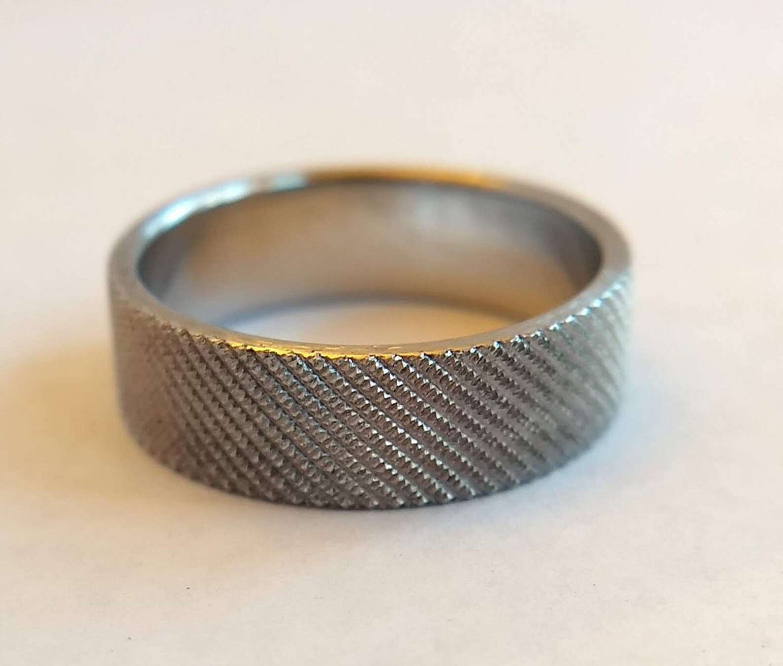Knurled Steel Ring Solid Stainless Steel Ring Unique Etsy