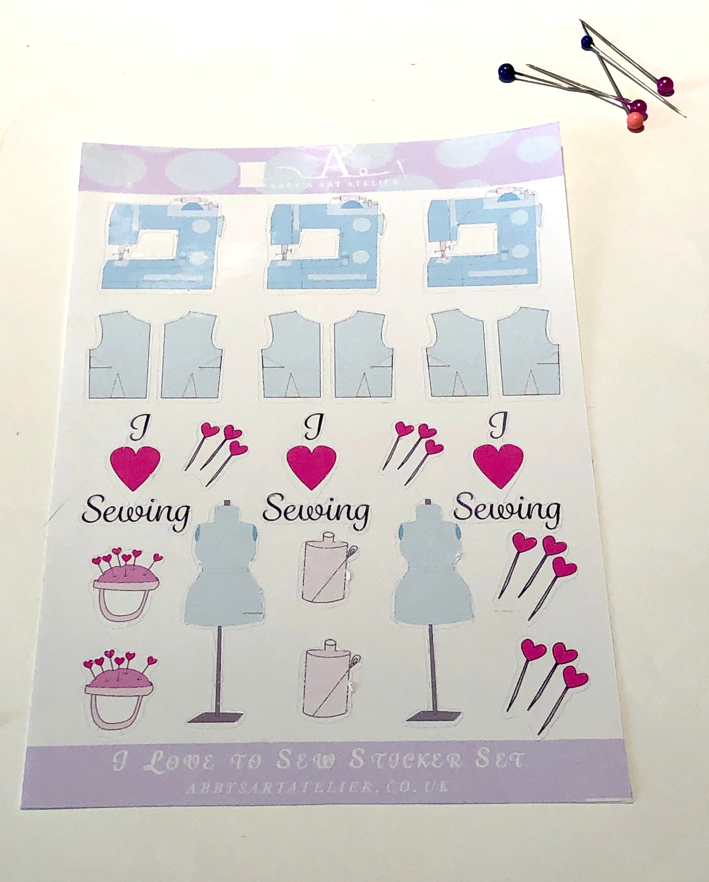 I Love Sewing Sticker Set 22 Stickers Sewing Themed Stickers Etsy