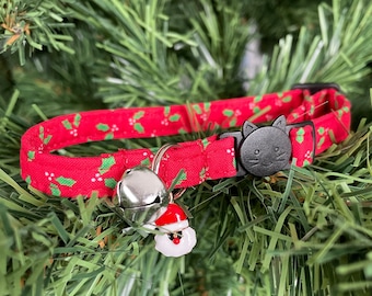 Red & Green Holly Jolly Christmas Cat Collar