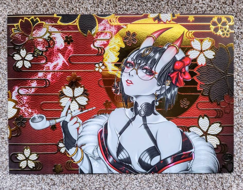 Fate Grand Order Shuten Douji Gold Foil Anime Poster Print Artwork Hanged Wall Art Home Decor image 4