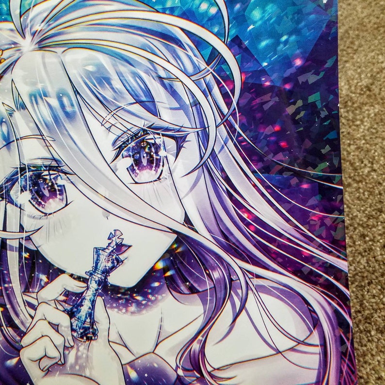 No Game No Life Shiro Anime Square Shiny Rainbow Holographic Poster Print Artwork Hanged Wall Art Home Decor image 3