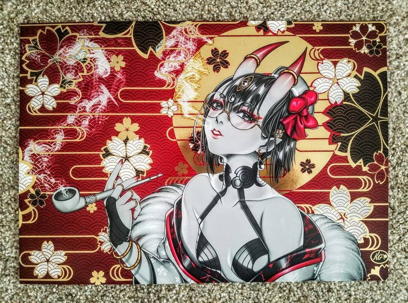 Fate Grand Order Shuten Douji Gold Foil Anime Poster Print Artwork Hanged Wall Art Home Decor image 3