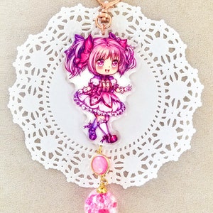 Puella Magi Madoka Magica Kaname Madoka Acrylic Keychain With Gem Orb