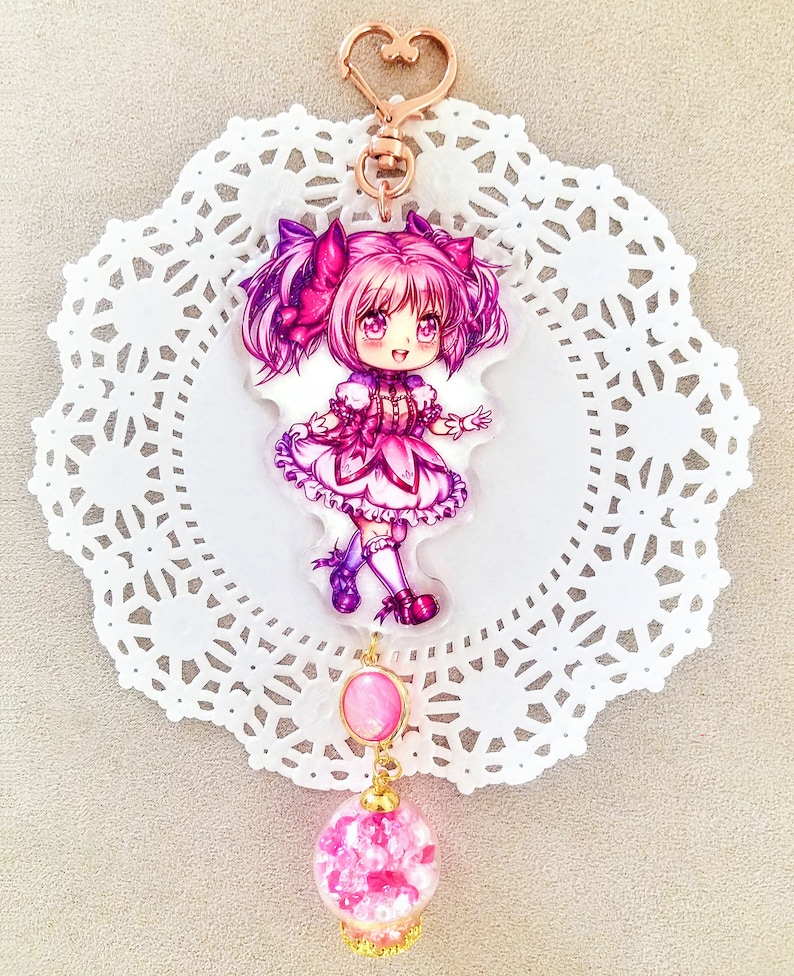 Puella Magi Madoka Magica Kaname Madoka Acrylic Keychain With Gem Orb