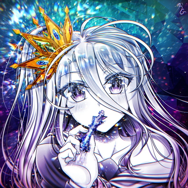 No Game No Life - Shiro Anime Square Shiny Rainbow Holographic Poster Print Artwork Hanged Wall Art Home Decor