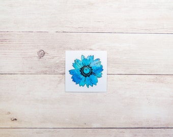 Sunflower Sticker - Blue Watercolor