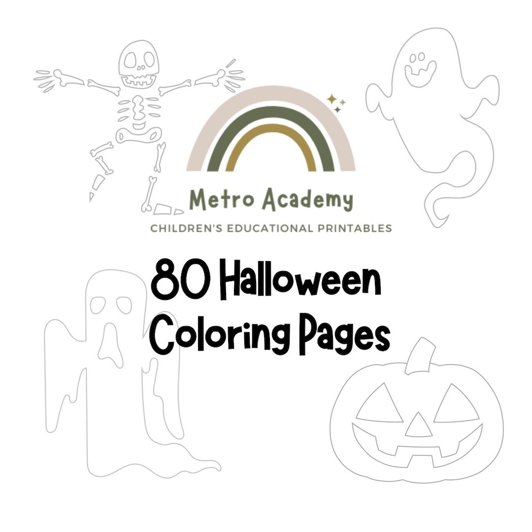 80 Halloween Coloring Pages - Kids Fun Coloring Pages - Instant Digital ...