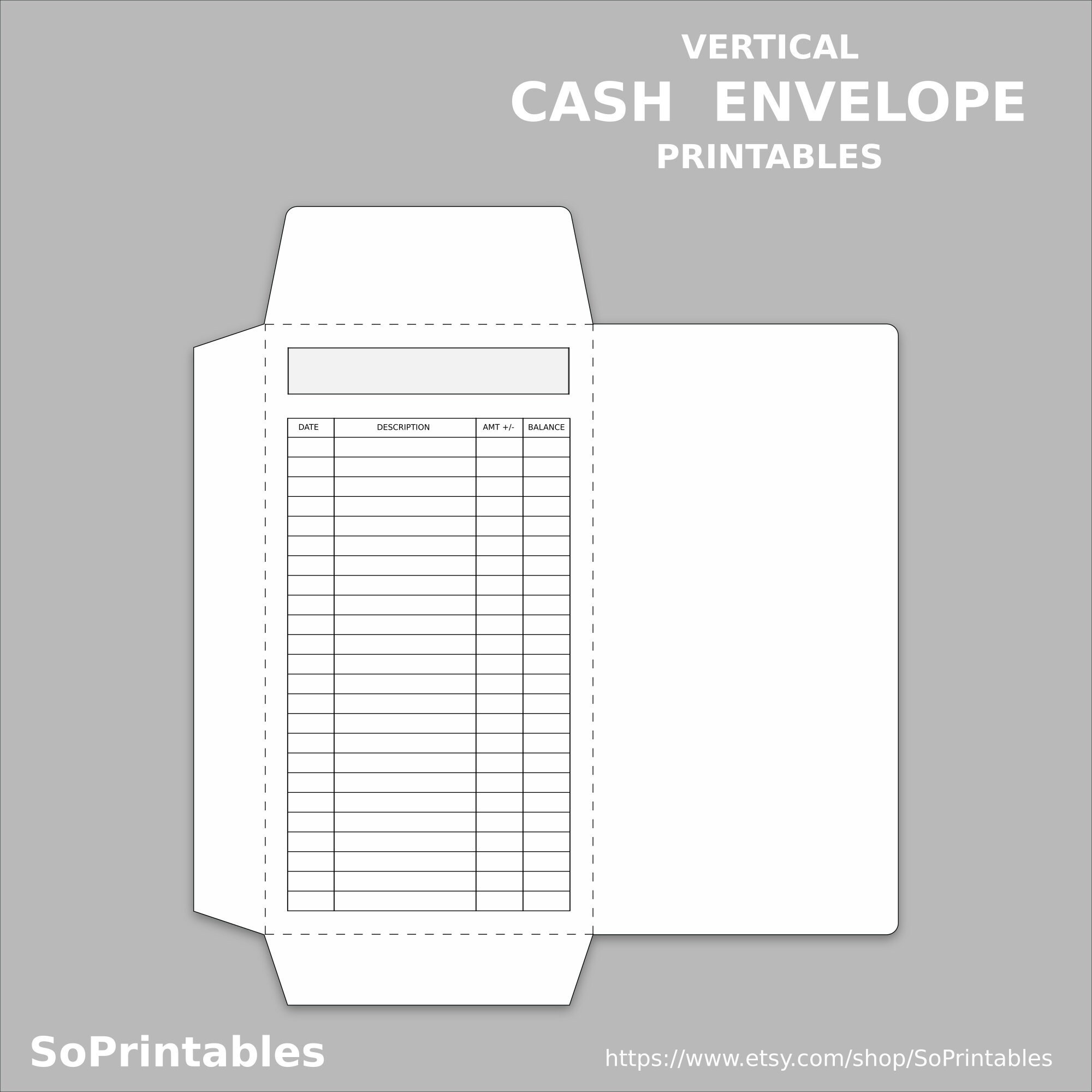 Vertical Cash Envelope Printable PDF INSTANT DOWNLOAD | Etsy