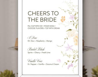 Bridal Shower Dirty Soda Bar Sign | Customizable Canva Template Download