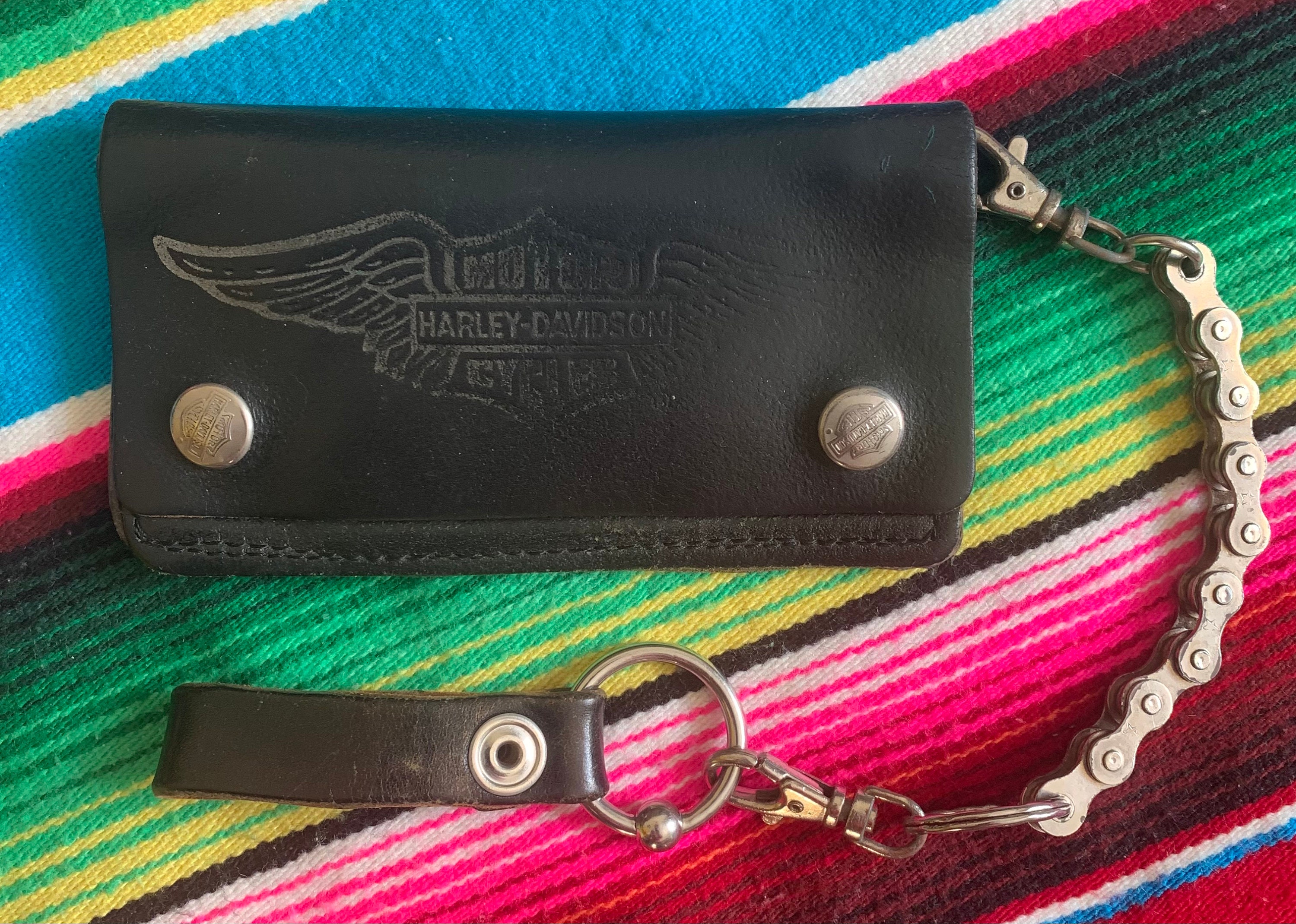Harley-Davidson Women's Black Croco Chain Bag Purse, Leather