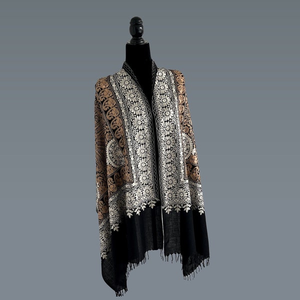 Black Gold scarf | wedding wrap | anniversary gifts ideas | Travel Wrap | evening date wear wrap | evening shoulder wrap | Pashmina Scarf
