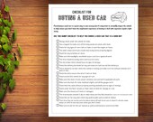 Car Buying Checklist| Printable Checklist| Instant Download| Digital Print