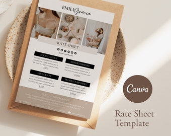 料金表、価格表 Canva テンプレート、インフルエンサー料金表、メディアキット テンプレート、インフルエンサー料金表、価格テンプレート