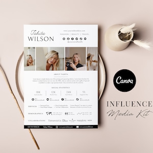 Influencer Media Kit, Media Kit Canva, Media Kit Template, Social Media Influencer, Blogger Media Kit, Influencer Media Kit Canva, Tik Tok