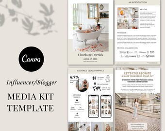 Media Kit Template, Media Kit Canva, Editable Press Kit, Professional Media Kit, Influencer Media Kit, Blogger Kit, Influencer Kit Canva