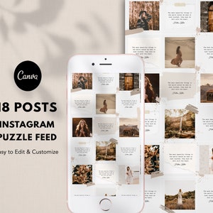 Canva Instagram Puzzle Feed, Instagram Vorlagen, Canva Instagram Post Vorlagen, Instagram Puzzle, Puzzle Grid, Instagram Feed, Puzzle Post