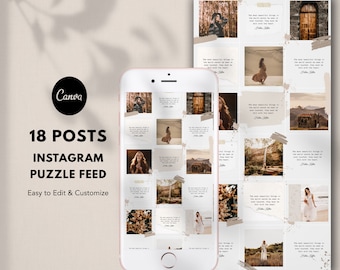 Canva Instagram Puzzle Feed, Plantillas de Instagram, Plantillas de publicaciones de Canva Instagram, Rompecabezas de Instagram, Puzzle Grid, Feed de Instagram, Publicación de rompecabezas