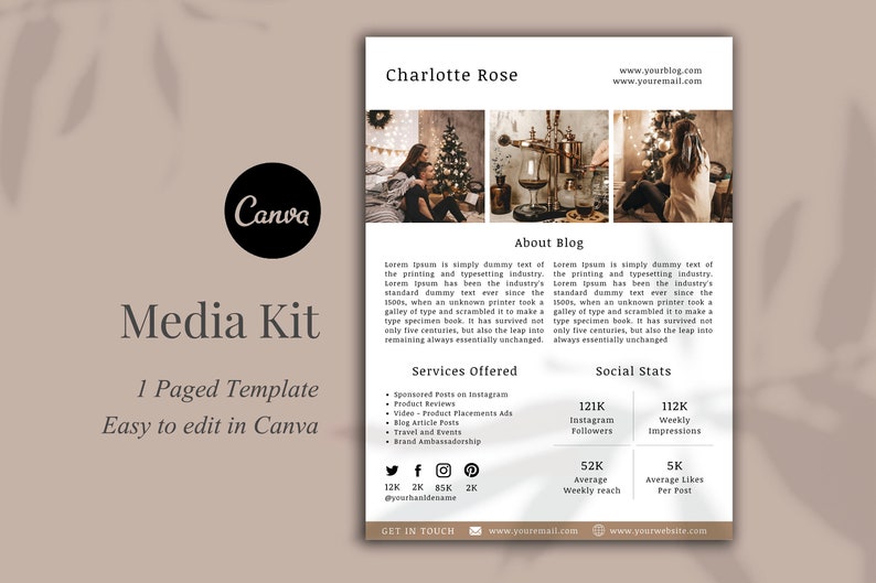 Media Kit Template Minimal Kit EPK Media Kit Canva Press Kit 