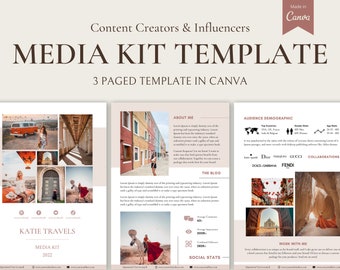 Media Kit Template, Media Kit Canva, Influencer Kit, Media Kit, Press Pack, Professional Media Kit, Fashion Blogger, Travel Blogger