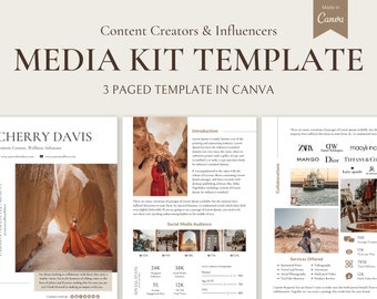 Media Kit Template, Media Kit Canva, Instant Download, Editable Press Kit, Professional Media Kit, Fashion Blogger, Travel Blogger,