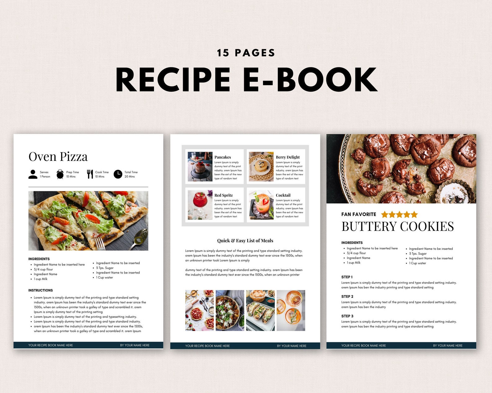 Recipe Template, Recipe Ebook, Food Blogger, Recipe Ebook Canva