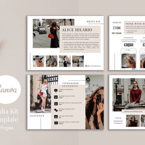 Media Kit Template, Media Kit Canva, Instant Download, Editable Press Kit, Professional Media Kit, Fashion Blogger, Travel Blogger
