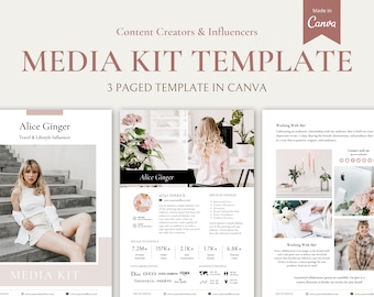 Content Creator Media Kit, Influencer Media Kit Canva Template, Social Media Influencer, Blogger Media Kit, Tik Tok, Instagram Influencer