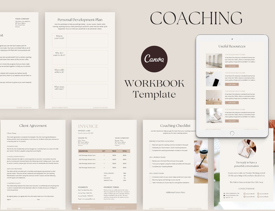Coaching Lead Magnet Template Canva, Business Coach Canva Bundle ...