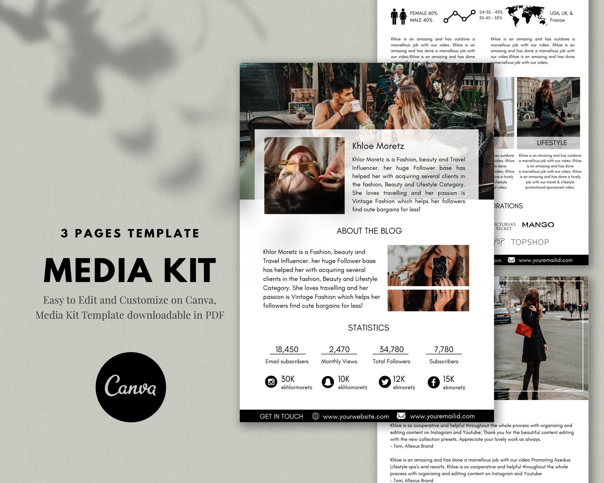 Influencer Media Kit, Media Kit Canva, Media Kit Template, Social Media Influencer, Blogger Media Kit, Influencer Media Kit Canva,