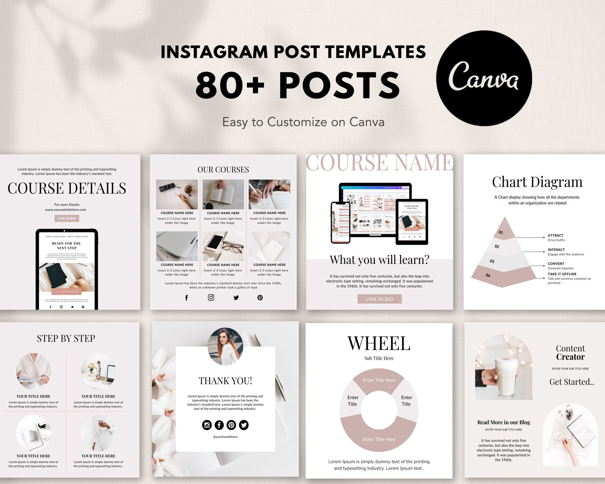 80 Instagram Post Templates Podcast Course Creator - Etsy