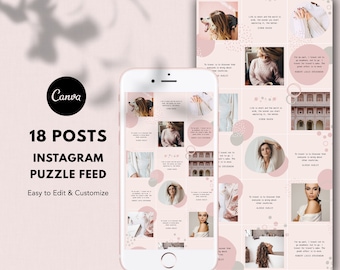 Canva Instagram Puzzle Feed, Instagram Vorlagen, Canva Instagram Post Vorlagen, Instagram Puzzle, Puzzle Grid, Instagram Feed, Puzzle Post