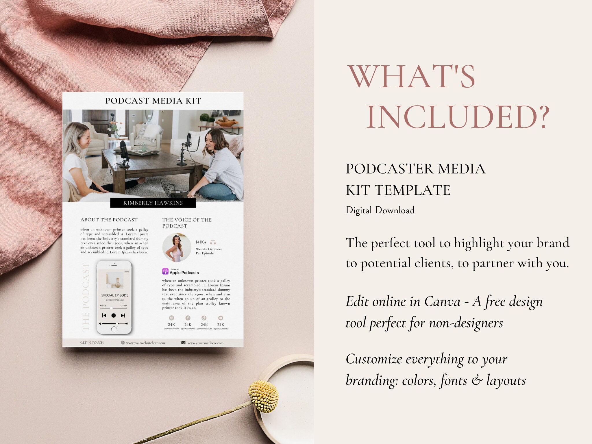 Podcaster Media Kit Media Kit Canva Media Kit Template - Etsy