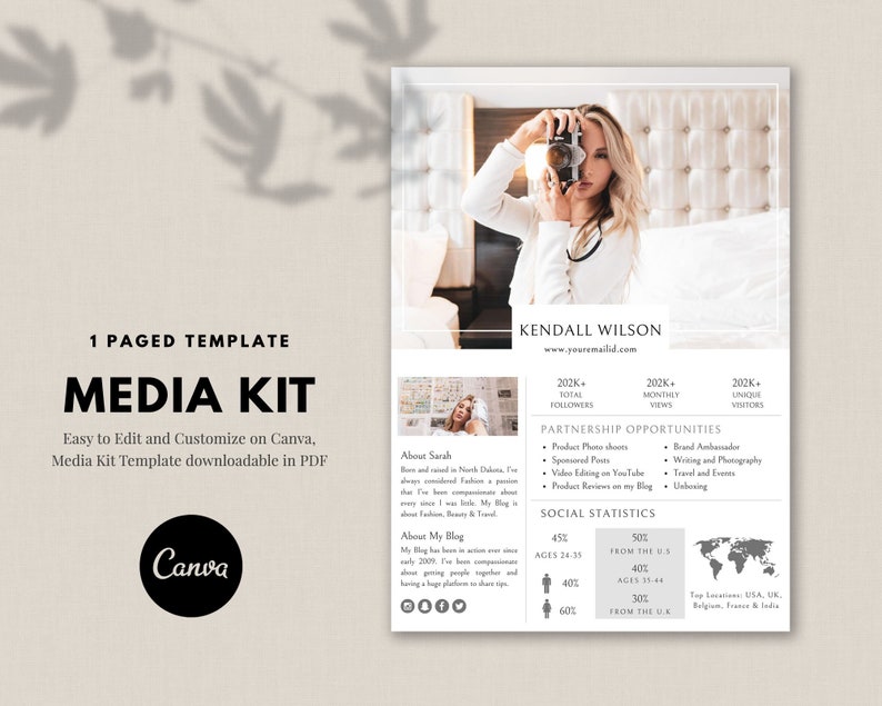 Influencer Media Kit, Media Kit Canva, Media Kit Template, Social Media
