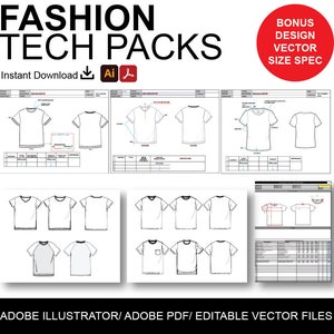 Fashion Adobe Illustrator Tech Pack Template with size spec  AI.PDF