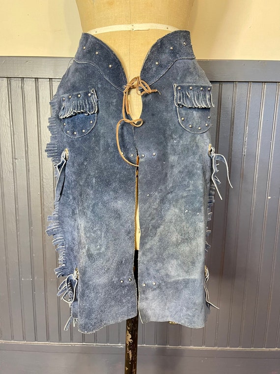 Gilet Daim Marron Fourré Vintage 70s Western Sears - Taille M USA, Très Bon état