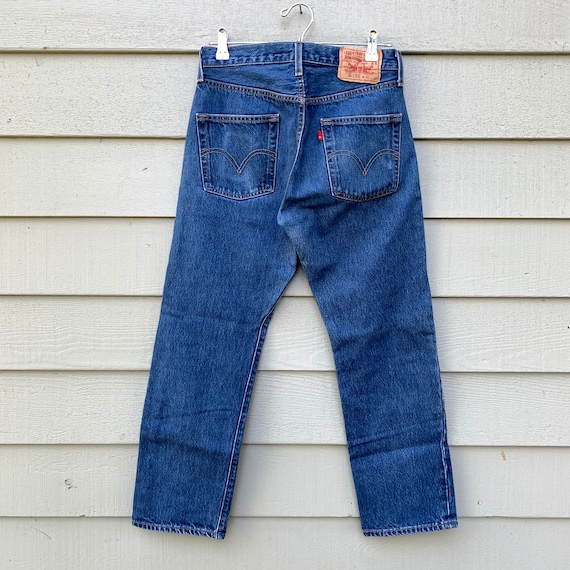 Levis 501XX 28” 90s vintage blue jeans 28x27.5" c… - image 2