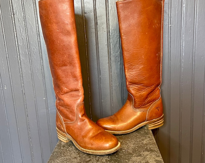 Vintage Frye Tall Riding Boots 6750 Womens Size 5.5 Brown Reddish