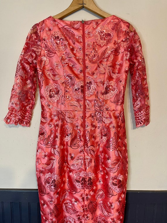 Vintage cranberry sequin beaded dress.  no labels… - image 2